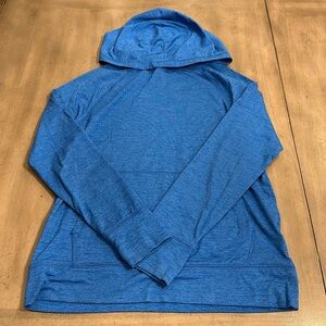 Boys Runway Blue Hooded Moisture Wicking Long Sleeve Shirt size 8/10